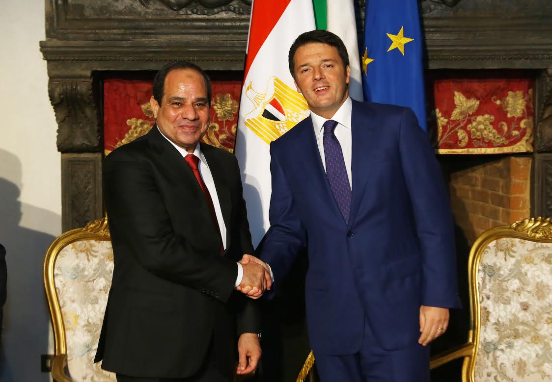 الرئيس السيسى ورئيس وزراء ايطاليا يتفقان على مواصله الجهود لمواجهة الإرهاب