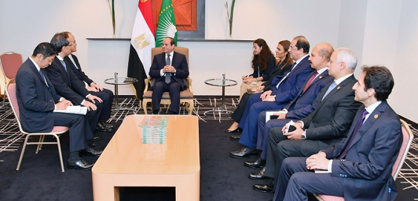 السيسي لرئيس ميتسوبيشى : مصر تمتلك الإمكانيات لتكون نقطة انطلاق للصناعات اليابانية لأسواق العالم