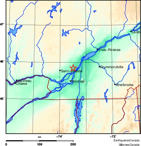 Un séisme de magnitude 3,6 ressenti à Montréal