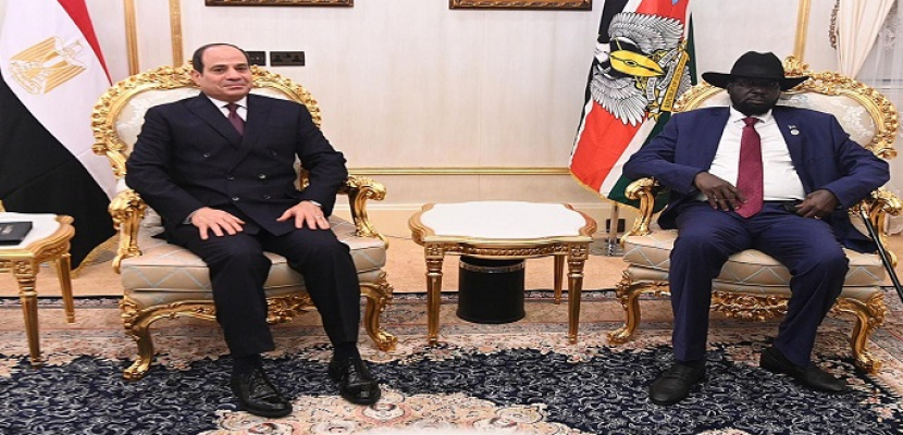 لقاءه مع الرئيس سلفا كير .. الرئيس السيسى يؤكد دعم مصر الكامل لحكومة جنوب السودان