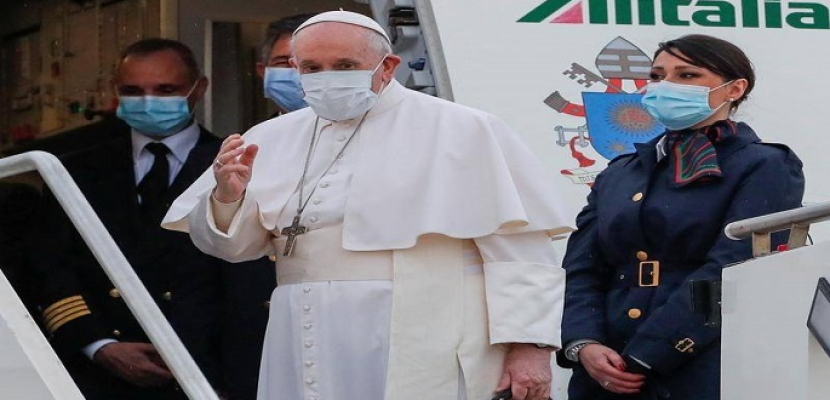 بابا الفاتيكان يغادر مطار بغداد الدولي عائدا إلى روما