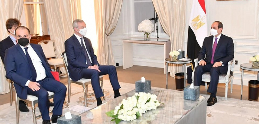 الرئيس السيسي يبحث مع وزير المالية الفرنسى آفاق تعظيم الاستثمارات الفرنسية في مصر