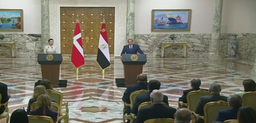 خلال مؤتمر صحفي مع رئيسة وزراء الدنمارك .. الرئيس السيسي يؤكد استعداد مصر لتقديم التسهيلات اللازمة لعمل الشركات الدنماركية في مصر
