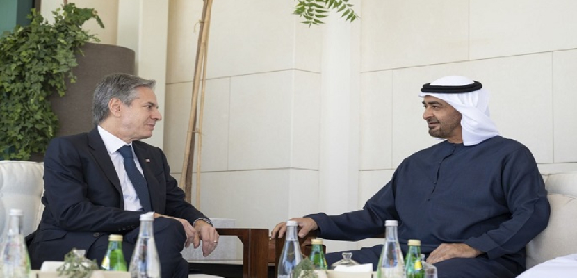 رئيس الإمارات ووزير الخارجية الأمريكي يبحثان تداعيات حرب غزة
