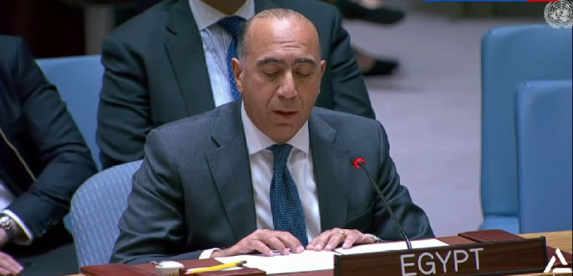مندوب مصر يلقى كلمة المجموعة العربية فى مجلس الأمن ويطالب إسرائيل بوقف الهجمات على لبنان
