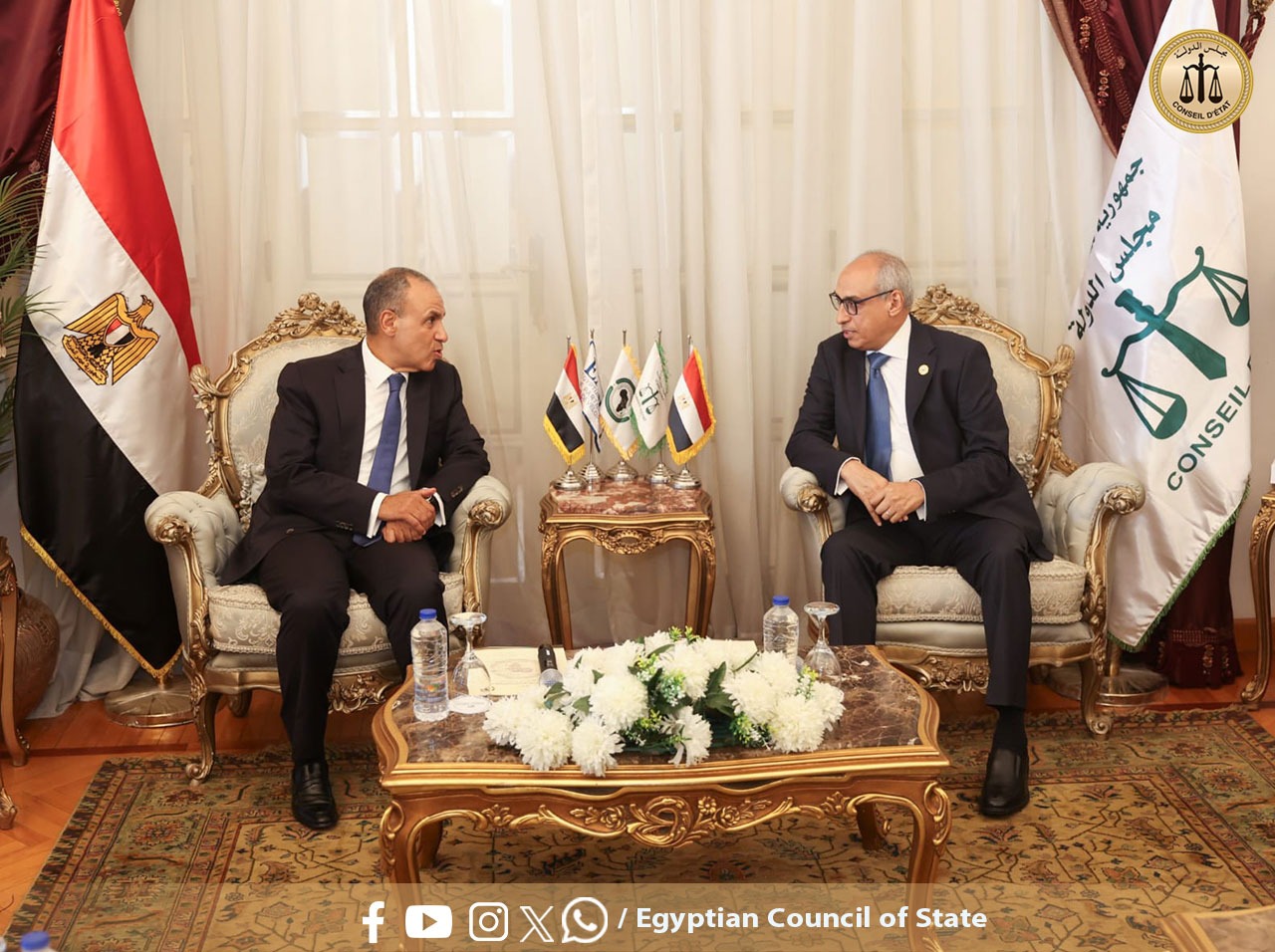 بمناسبة حفل توقيع اتفاق التعاون بين   اتحاد مجالس الدولة والمحاكم العليا الإدارية الإفريقية ﻿والوكالة المصرية للشراكة من أجل التنمية (وزارة الخارجية المصرية)