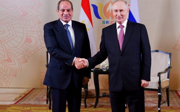 التقى السيد الرئيس عبد الفتاح السيسي، الرئيس فلاديمير بوتين، رئيس جمهورية روسيا الاتحادية، وذلك على هامش القمة الثامنة عشرة لتجمع البريكس، المنعقدة بالعاصمة الهندية نيودلهي