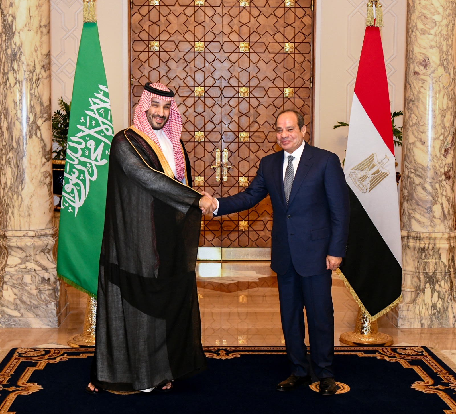 استقبل السيد الرئيس عبد الفتاح السيسي، صاحب السمو الملكي الأمير محمد بن سلمان بن عبد العزيز آل سعود، ولي عهد المملكة العربية السعودية ورئيس مجلس الوزراء