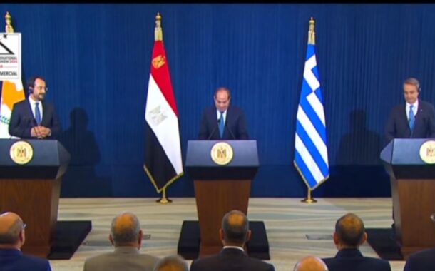 مؤتمر صحفي مشترك للرئيس السيسي ونظيره القبرصي ورئيس وزراء اليونان