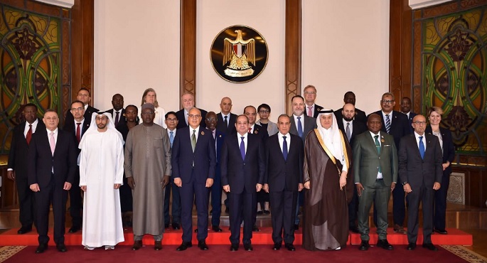 الرئيس السيسى يستقبل الوزراء ورؤساء الوفود المُشاركين فى الدورة التاسعة لأسبوع القاهرة للمياه